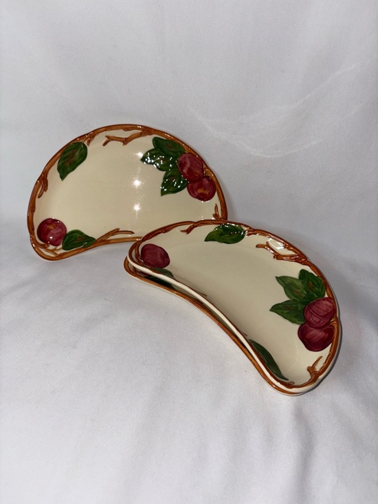 Franciscan Other - Franciscan Apple Half Moon Plates Set of 3 Vintage USA Hand Painted (As-Is)